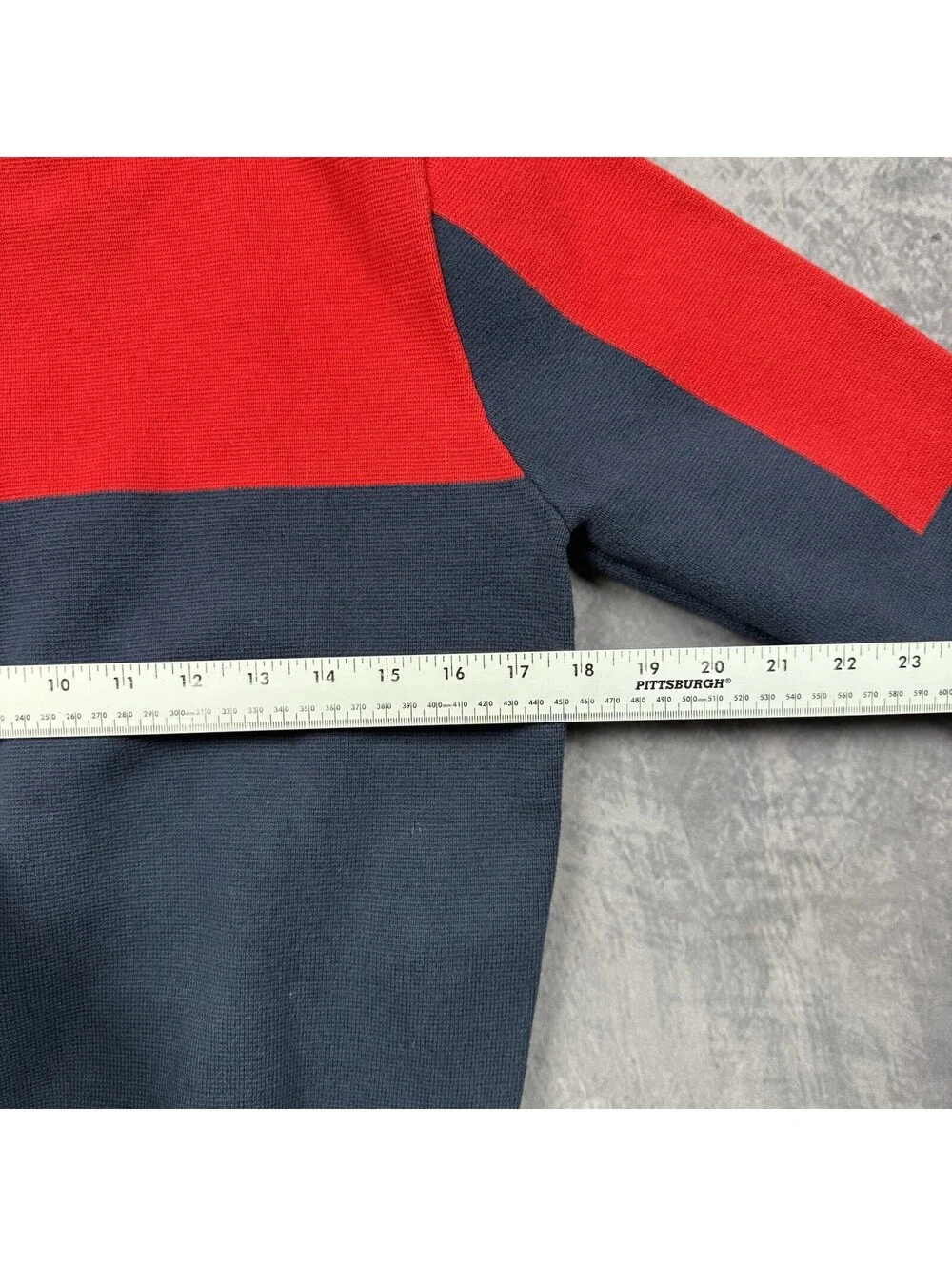 J Crew Ski Sweater Mens S Navy Red Cotton Milano-Stitch Half Zip Retro